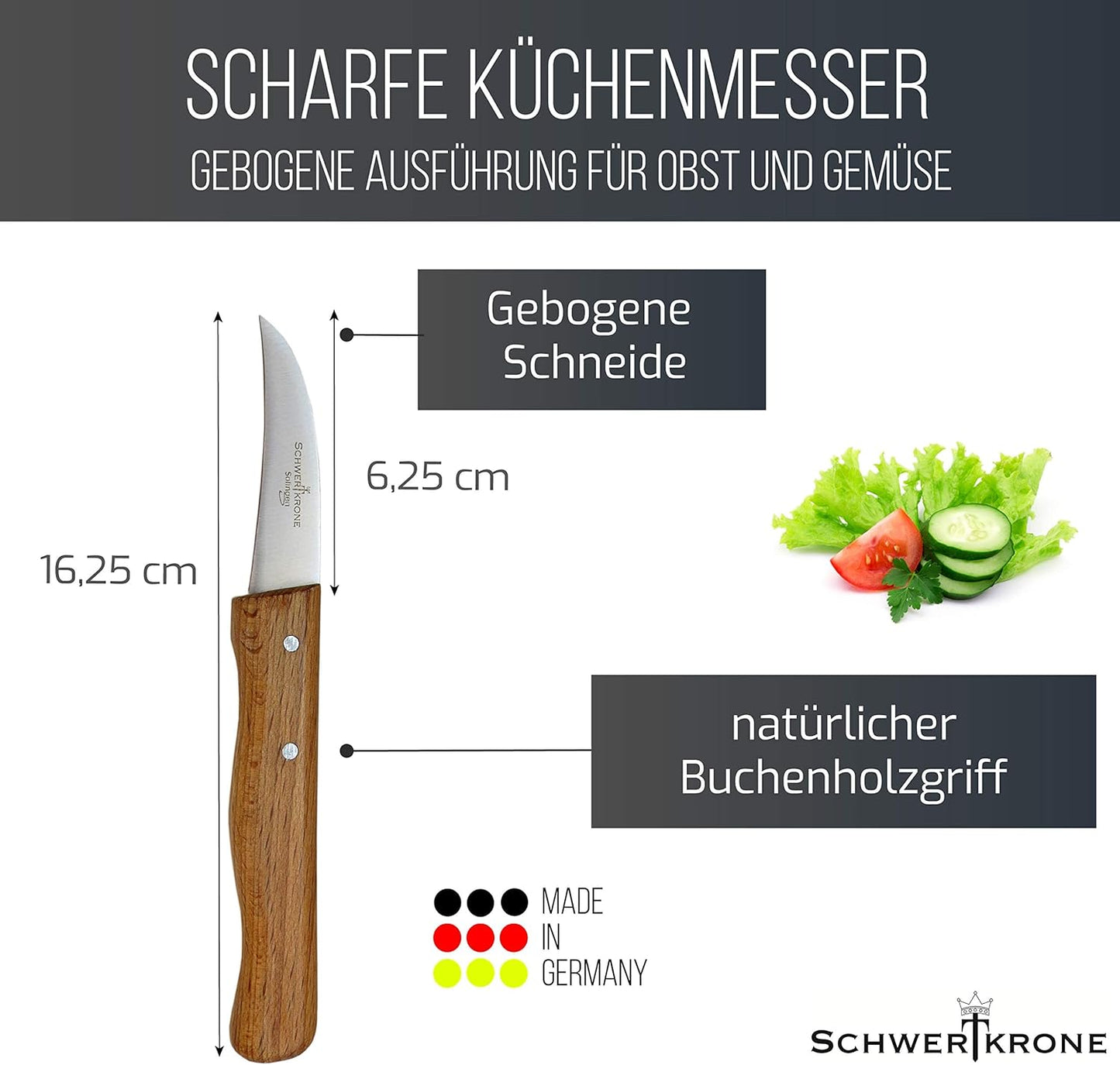 Premium Schälmesser-Set (gebogen & gerade), 2 2,5" / 3" gebogen - gerade