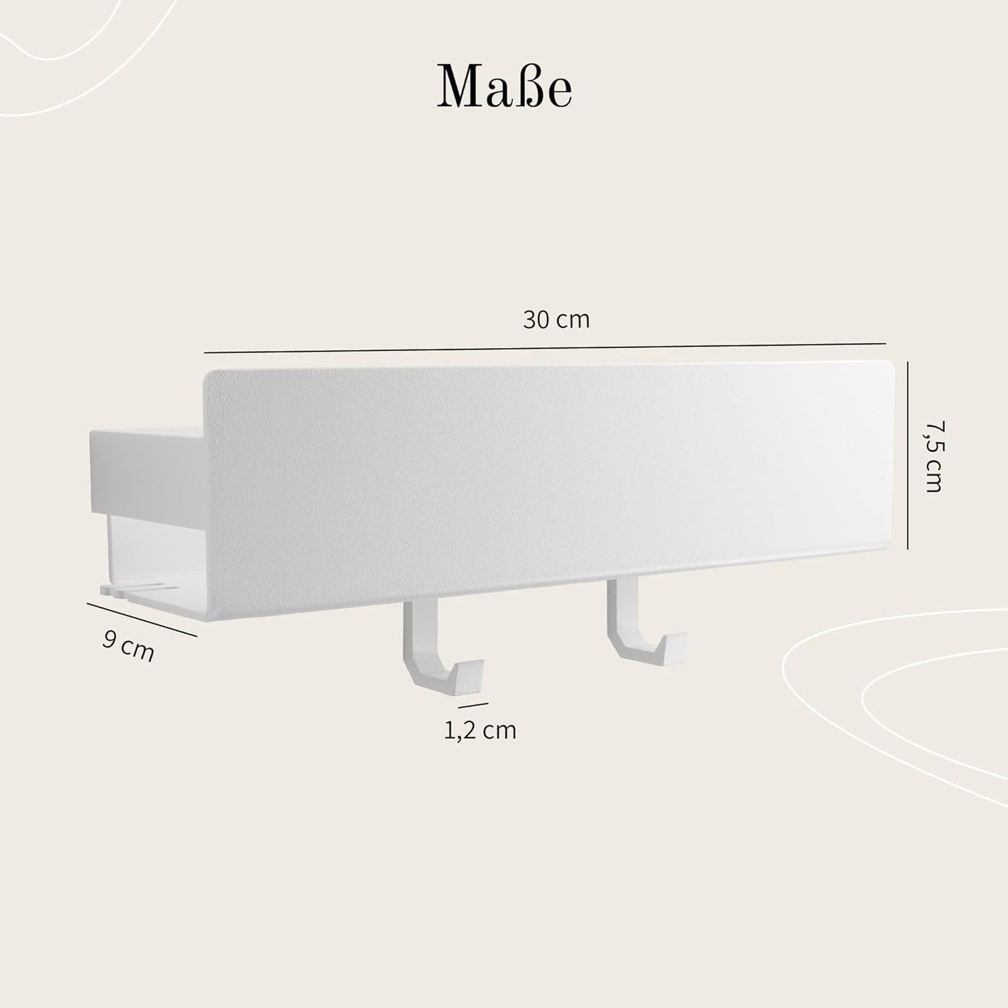 Duschregal ohne Bohren, 30 cm Matt Weiss