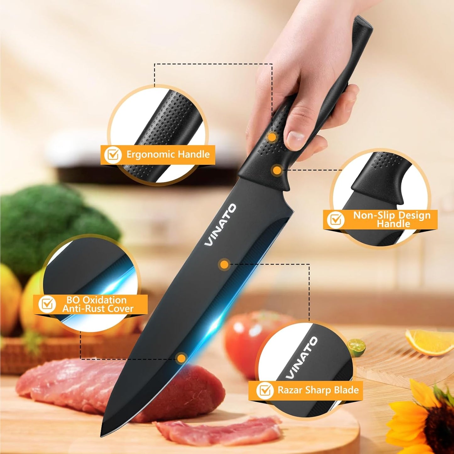 7-teiliges Messerblock-Set‎ (WJ41-P027-7), Schwarz