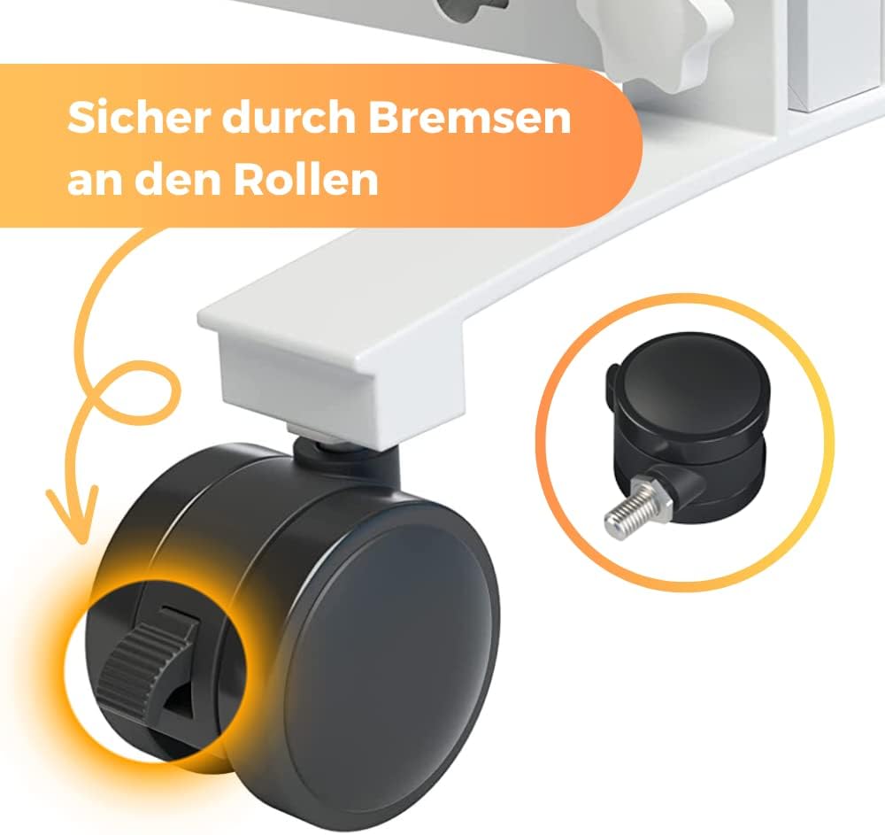 Standfüsse für Infrarotheizung, Standfüsse, Weiss mit Rollen