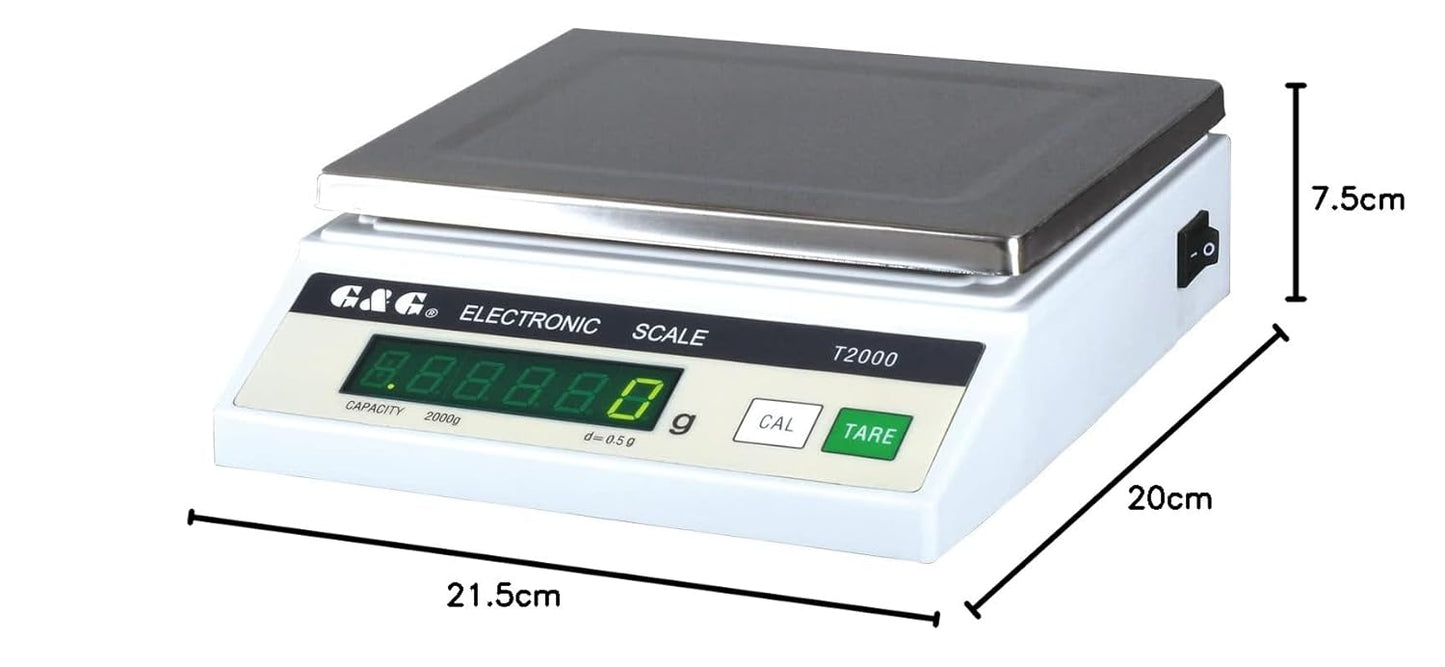 Digitale Präzisionswaage T-Baureihe, T2000: 2kg/0,5g