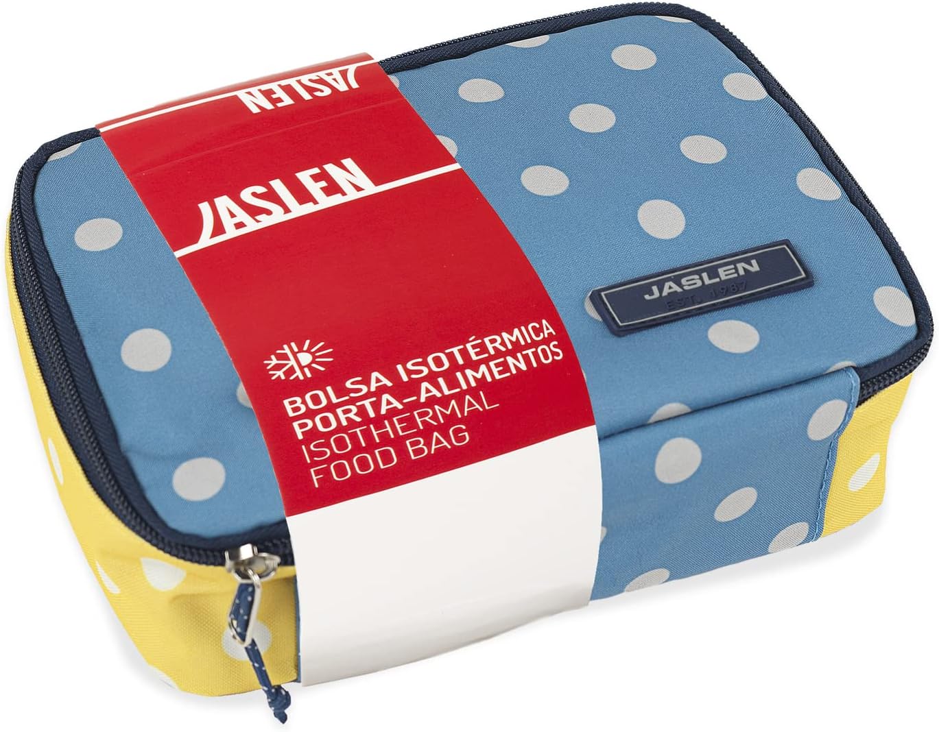 Kleine Isoliertasche für die Arbeit, Blaue Jeans-gelb