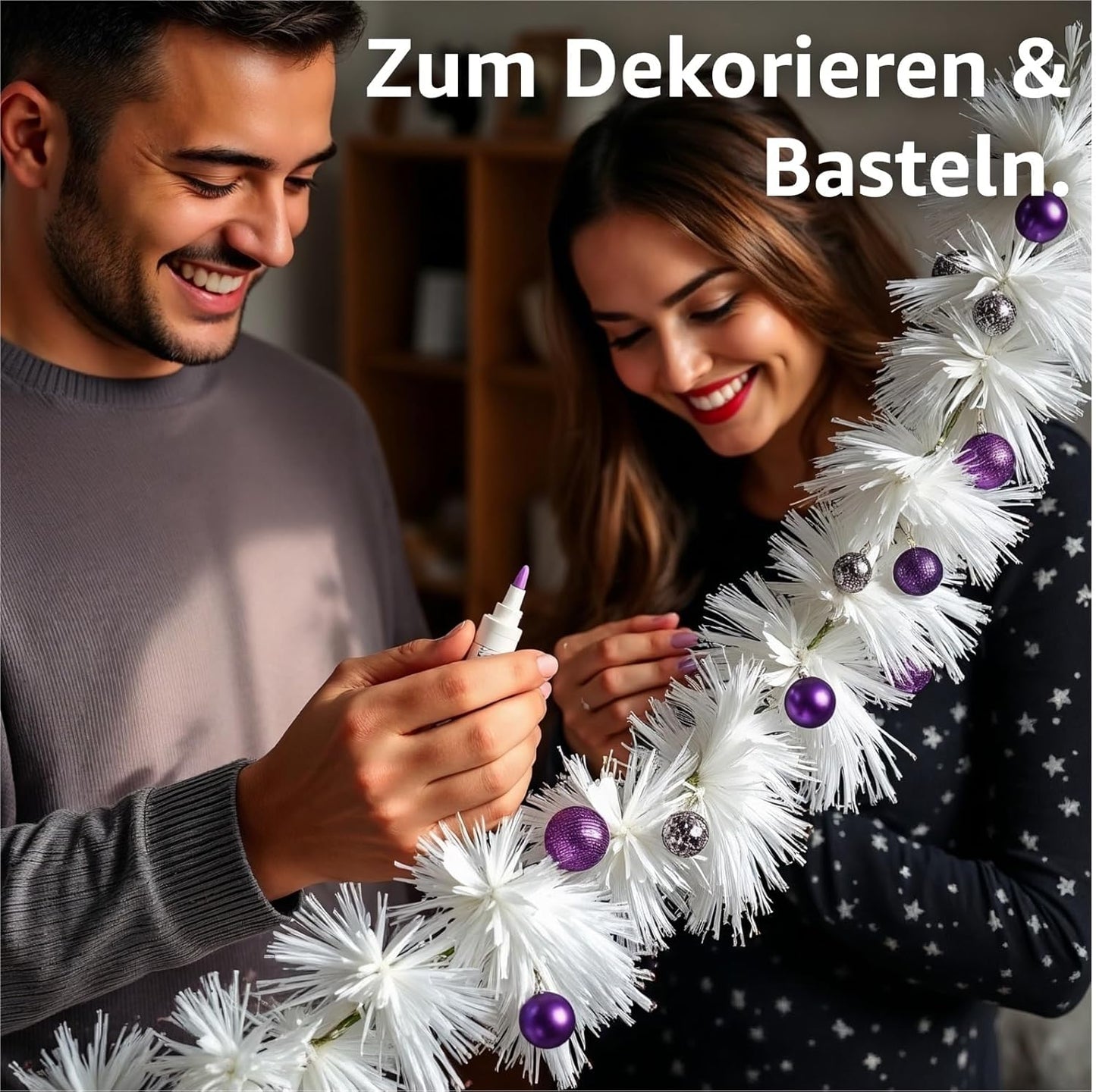 5 Stück Weihnachtsgirlanden, 5x weiss