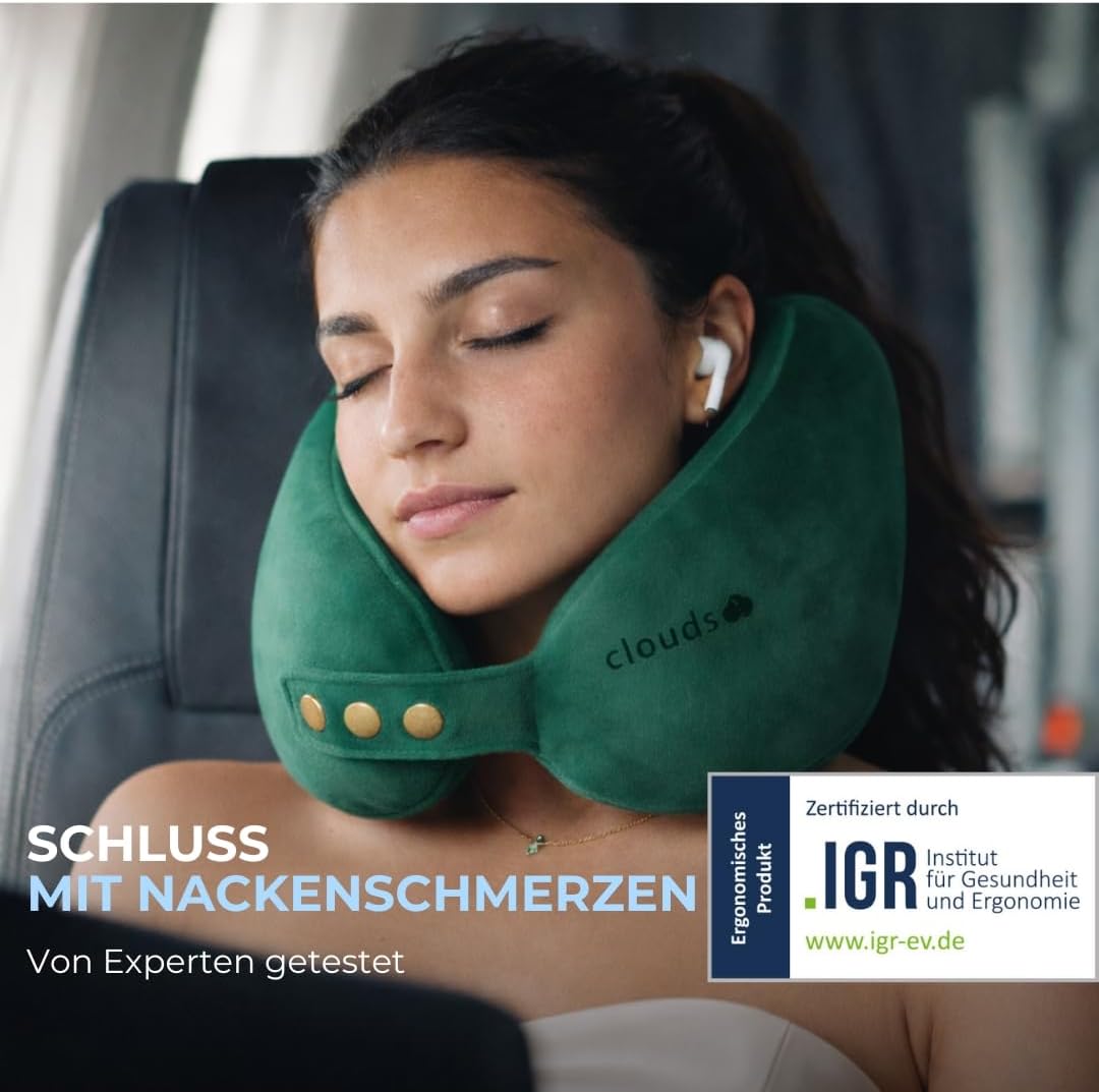 Einstellbares Memory Foam Reisekissen (2 Grössen), Grün L/XL