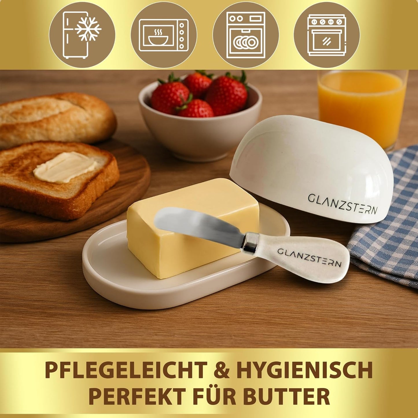 Butterdose mit Deckel und Messer