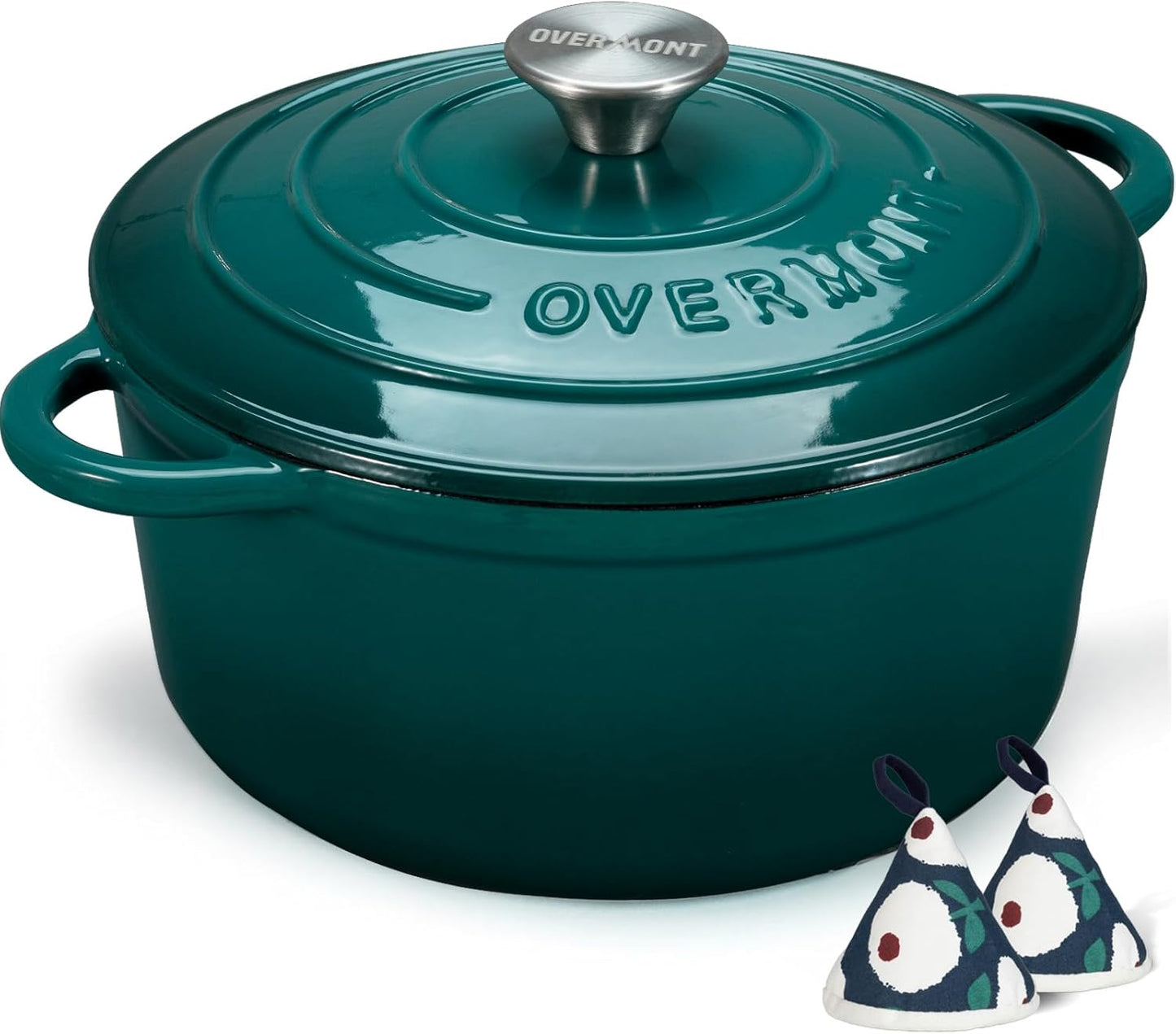 Schmortopf mit Deckel, Topflappen und Topfuntersetzer, 24cm-4.3L Seeblau