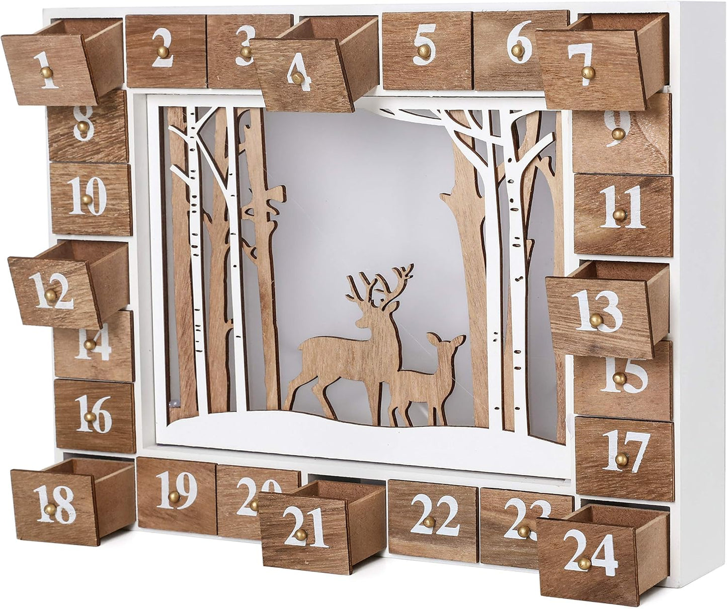 Adventskalender Winterlandschaft mit LED-Beleuchtung, Winterlandschaft mit Led Beleuchtung