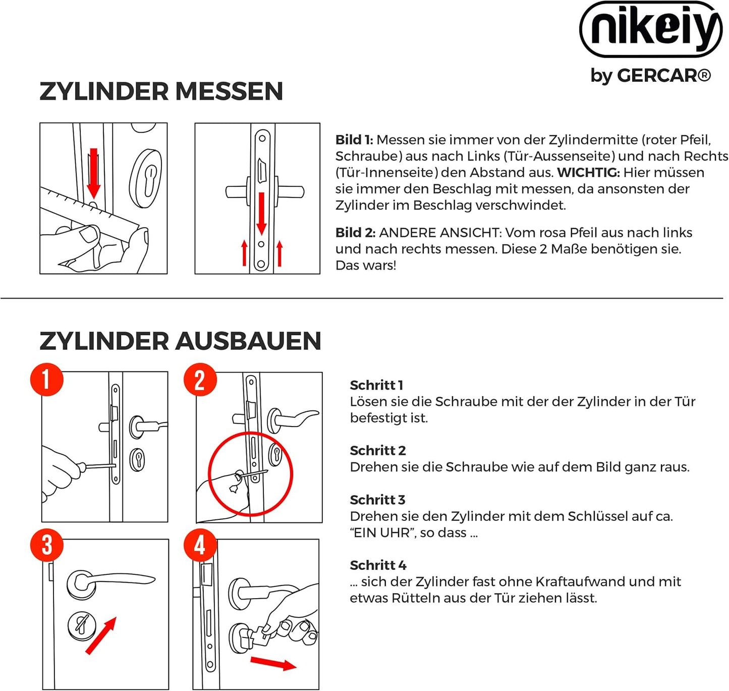 Profilzylinder-Set 90 mm (4 Stück, gleichschliessend), 90 mm 45/45 Profilzylinder 4er Set (Gleichschliessend)