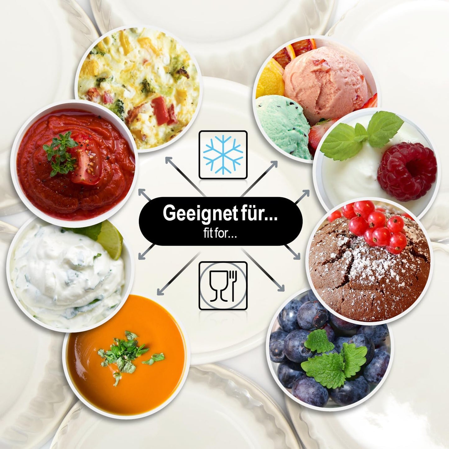 Soufflé- und Dessertförmchen, 12 Stück, weiss - 12 Stück Ø 9cm