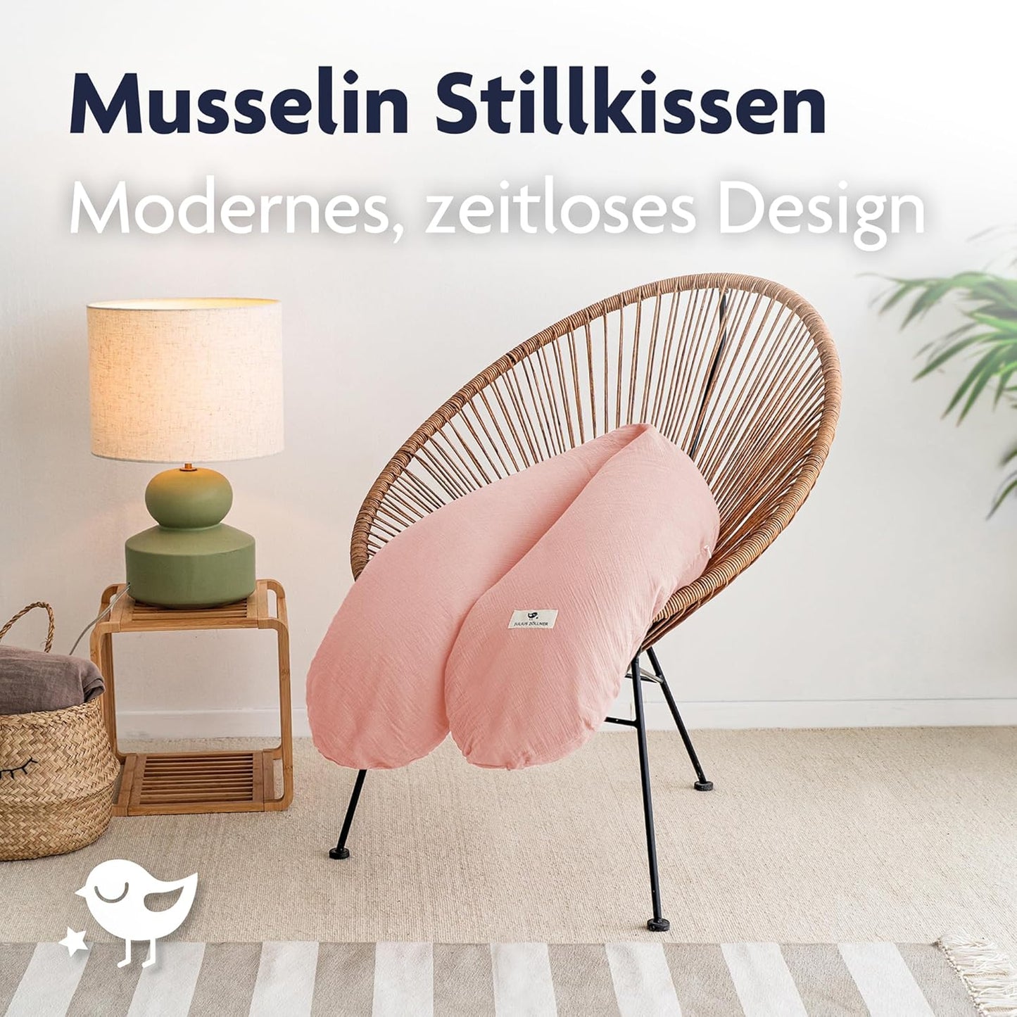 Stillkissen Musselin 3-in-1 aus Baumwolle, Dusty Rose
