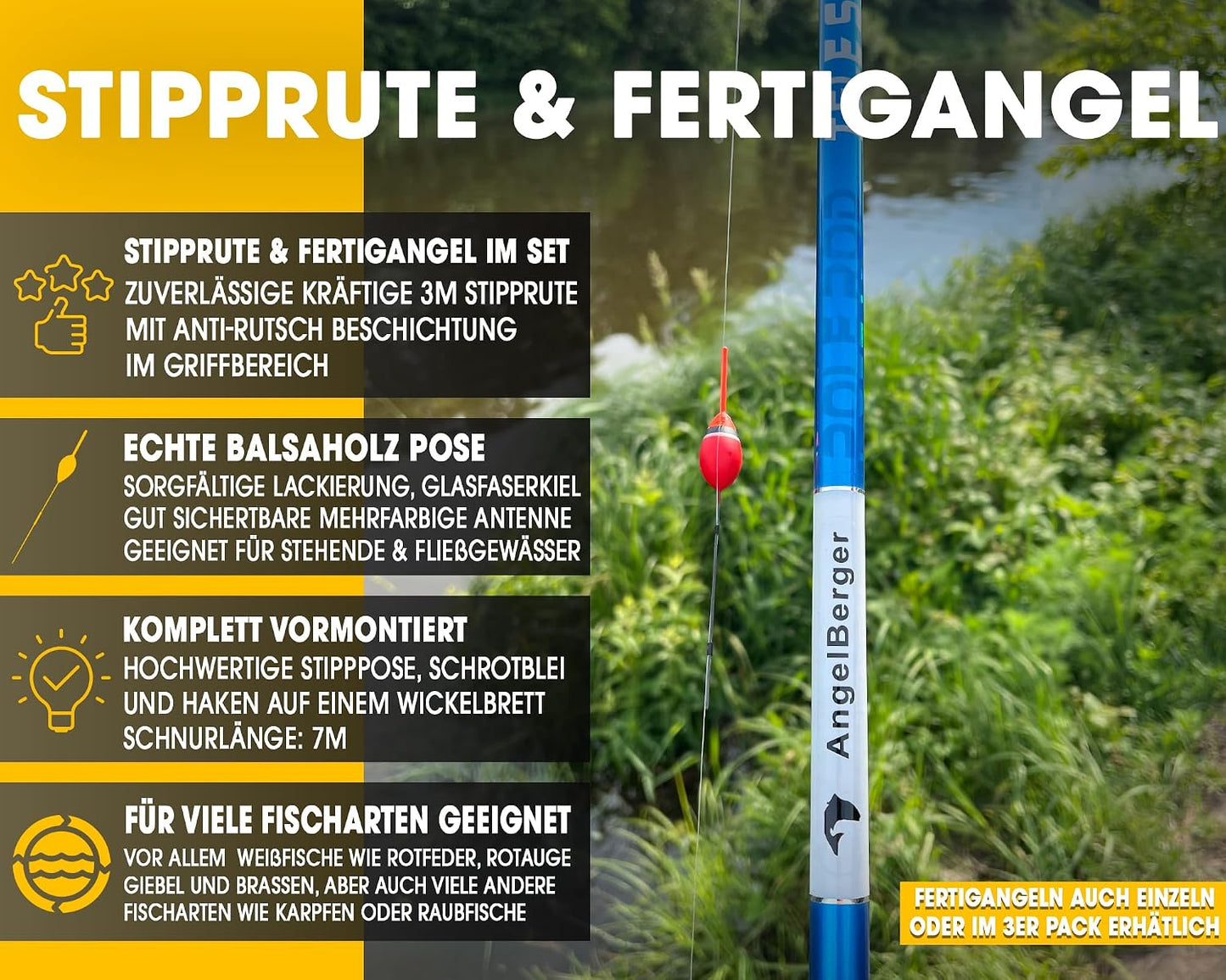 Stipprute Angel-Set für Kinder und Köderfische