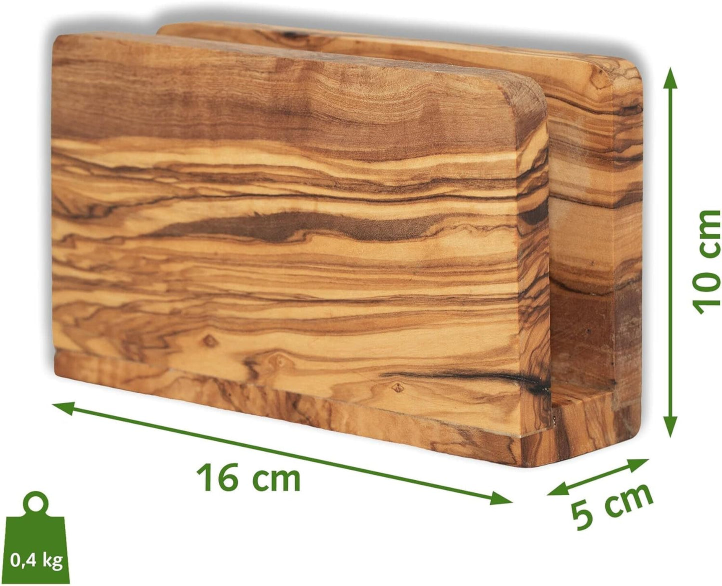 Serviettenhalter aus Olivenholz, 16 x 10 x 5 cm