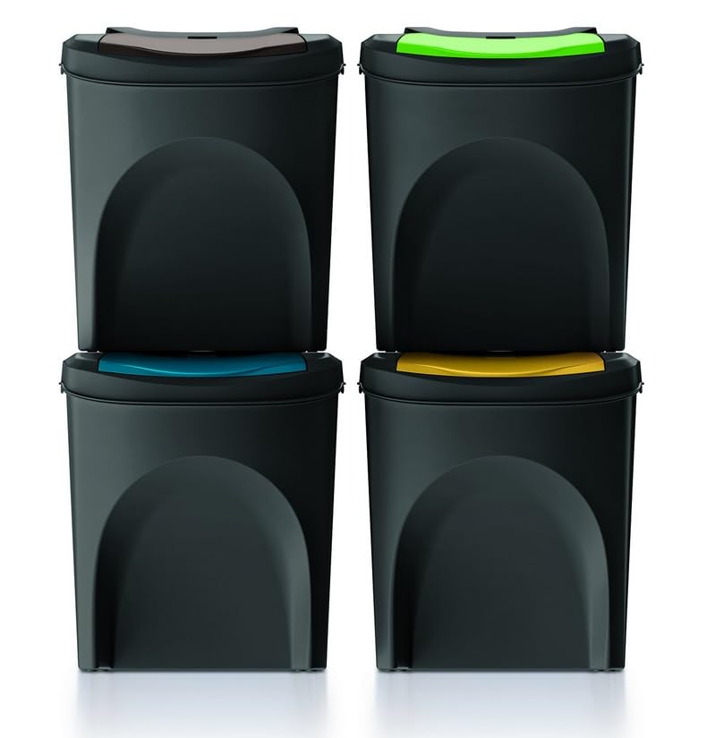 4-teiliges Mülltrennsystem Sortibox, 4 x 25L Anthrazit