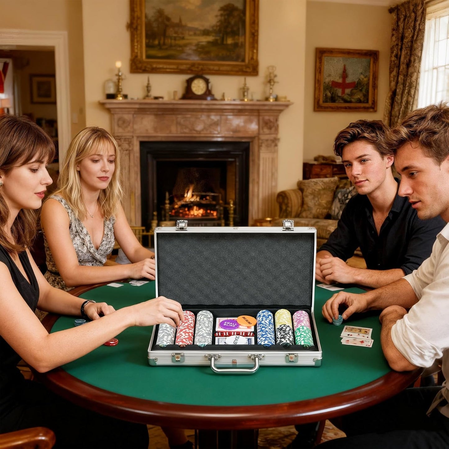 Pokerkoffer mit 300 Chips, 38,5L x 23B x 6,5H cm