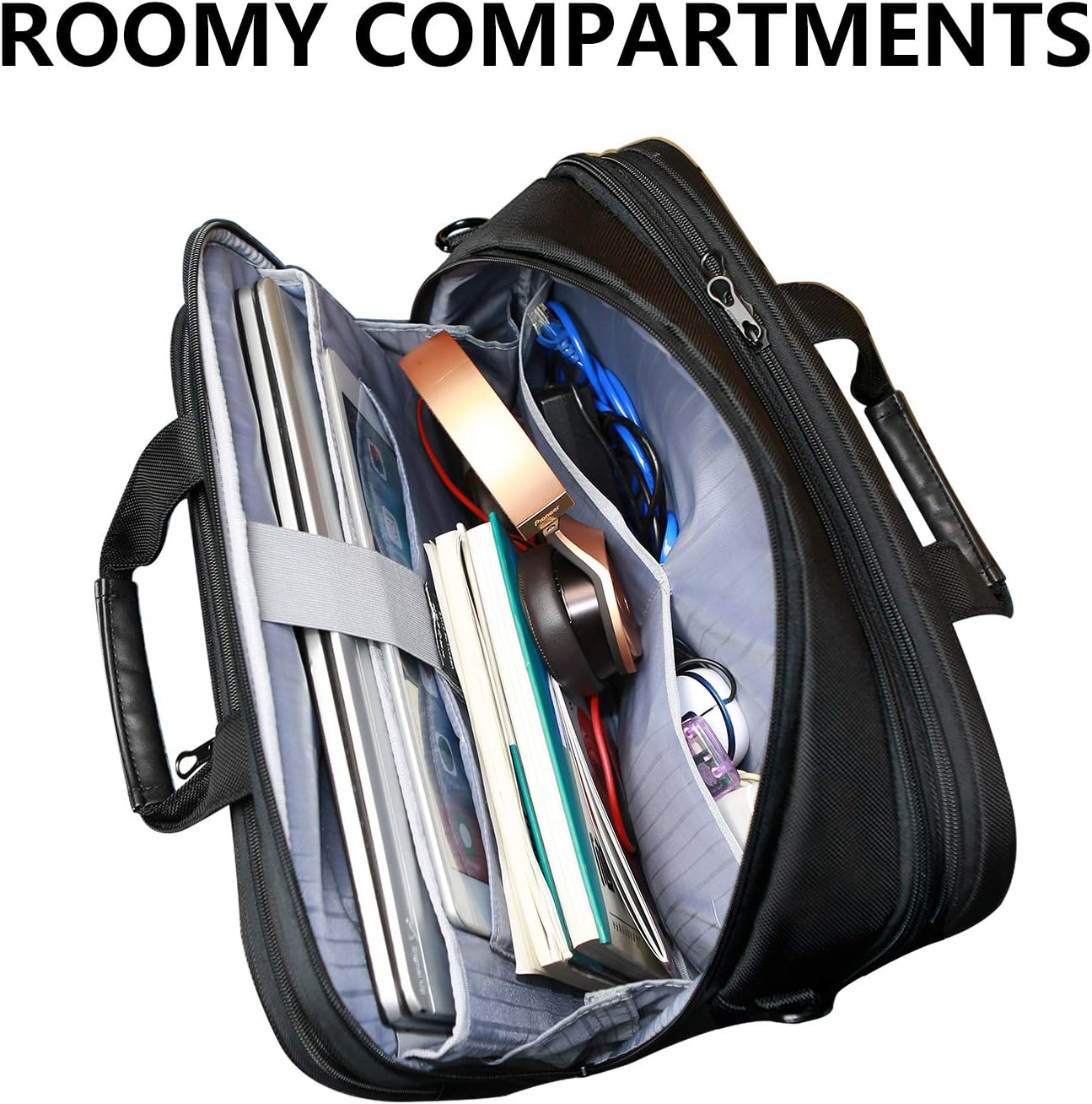 Laptop-Schultertasche XXL (erweiterbar, wasserabweisend), Schwarz-18''