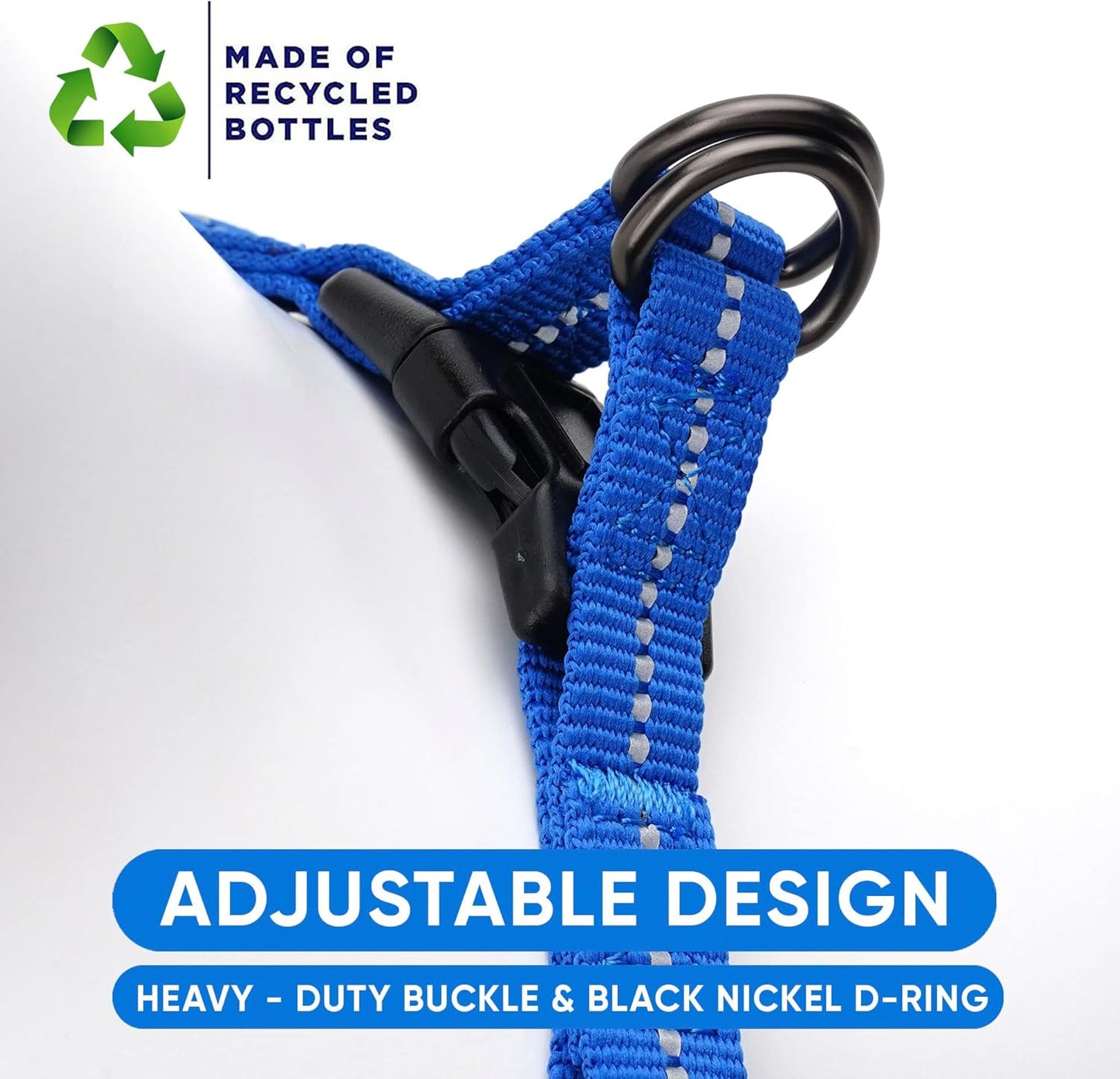 Reflektierendes Antizug-Hundegeschirr S, S (1er Pack) Blau ♻️ Recycelt Reflektierend