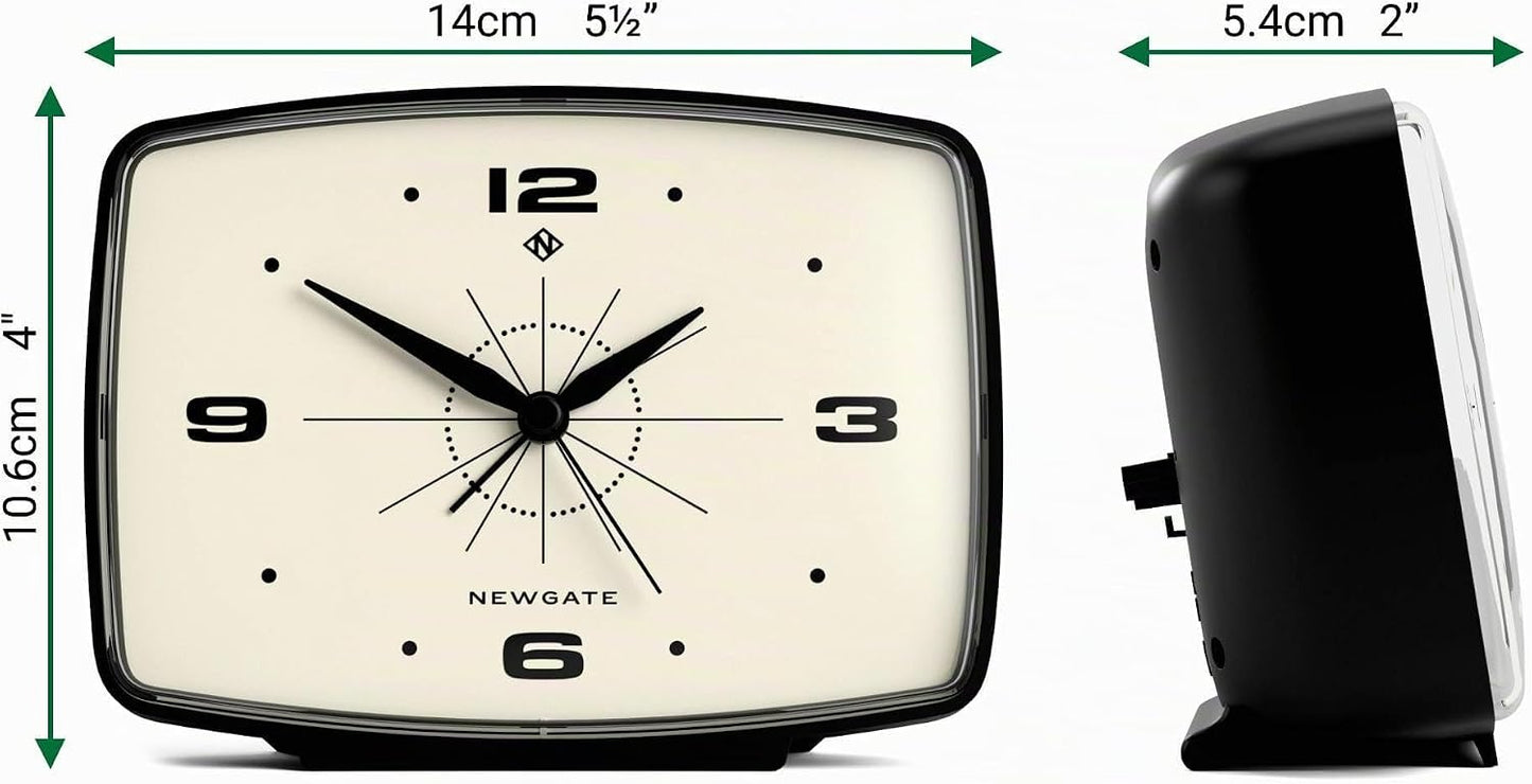 Retro Wecker im Mid-Century-Design, Mattschwarz