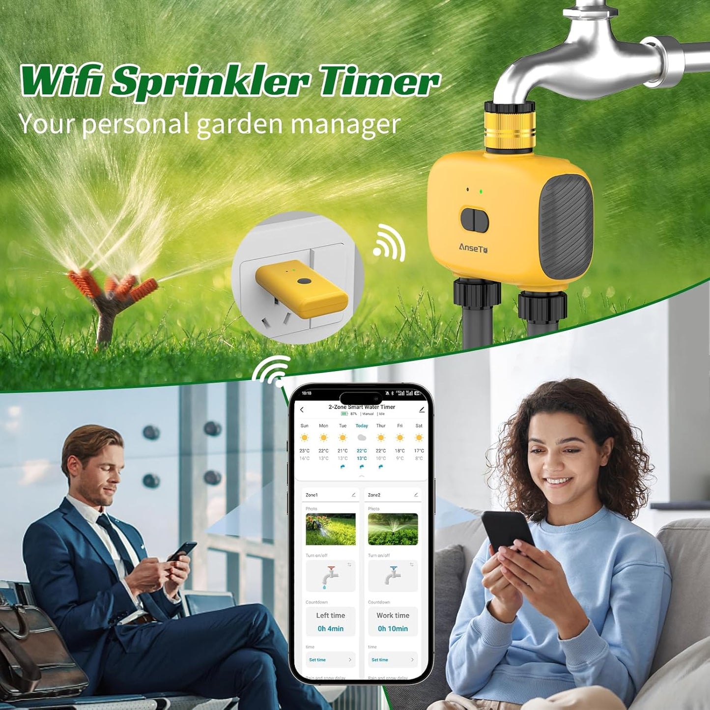 WLAN-Bewässerungscomputer mit 2 Ausgängen
