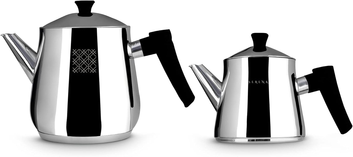 Doppelstöckiges Teekannen-Set, Silber/Schwarz