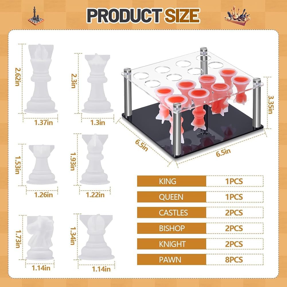 17-teiliges Schachfiguren-DIY-Set mit Epoxidharzformen