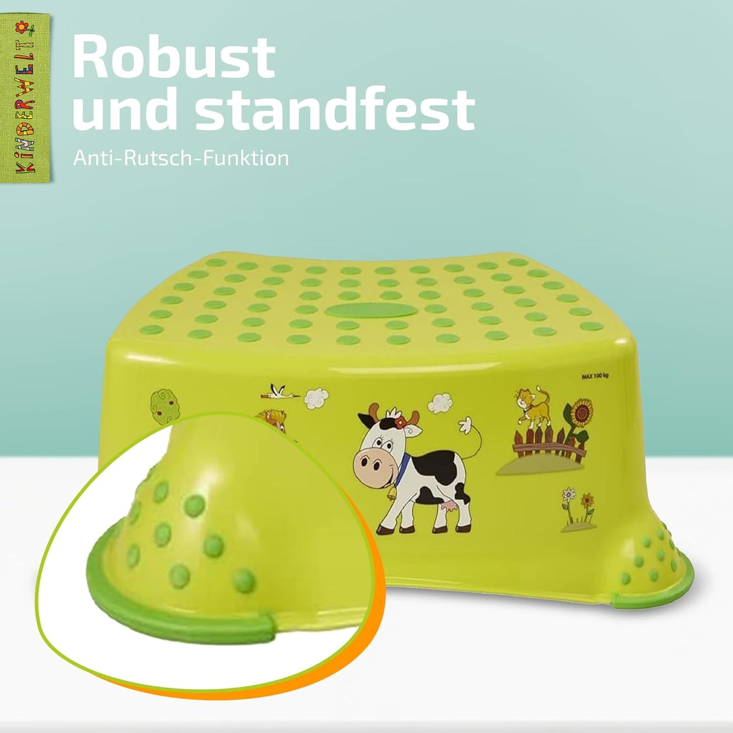 Rutschfester Tritthocker für Kinder, Funny Grün