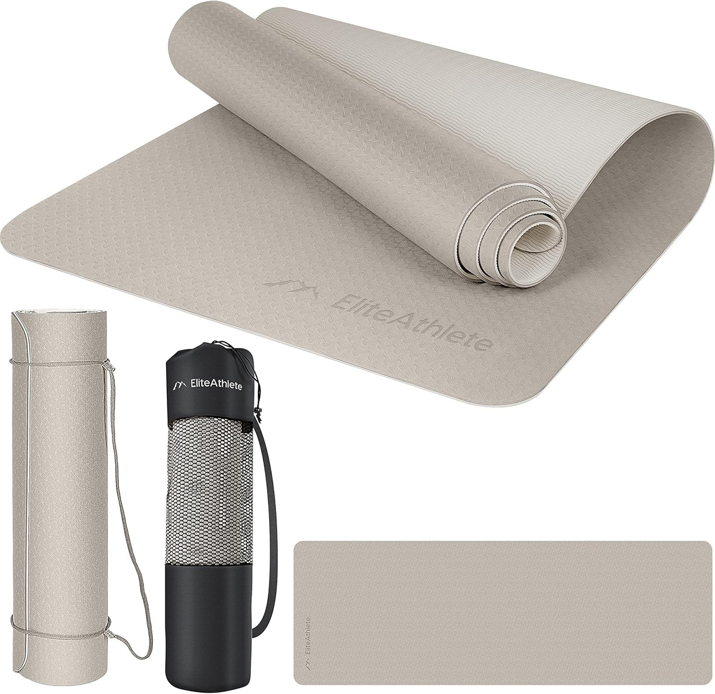 Gepolsterte Yogamatte mit Transportgurt, Light Cappuccino - Ivory Cream
