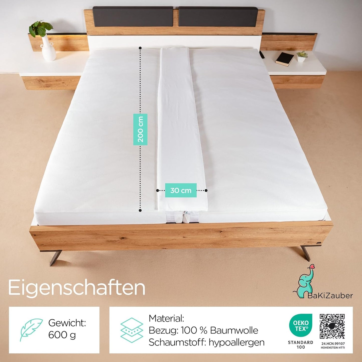 Liebesbrücke XXL mit Spanngurt, 200 x 30 cm mit waschbarem Bezug