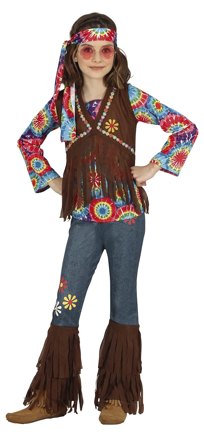 Hippie Mädchenkostüm 70er Jahre Outfit, 7-9 Jahre