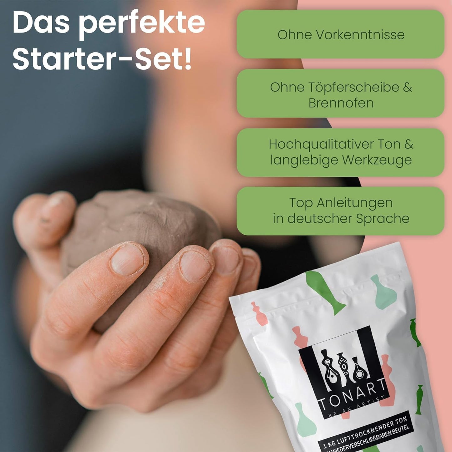 DIY Töpferset für Anfänger mit lufttrocknendem Ton