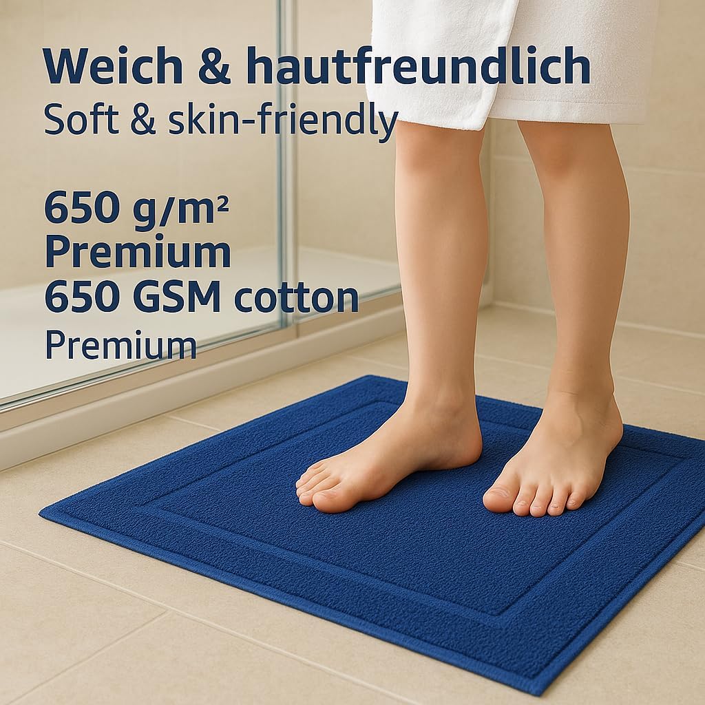 2er-Set Badematten, 50x70 cm, 2x Badvorleger Royalblau