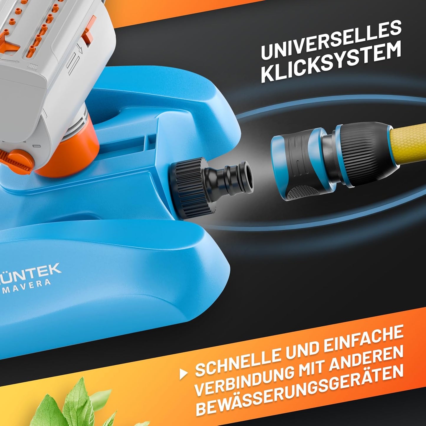 Oszillationssprinkler mit Turbo-Motor und 16 Düsen