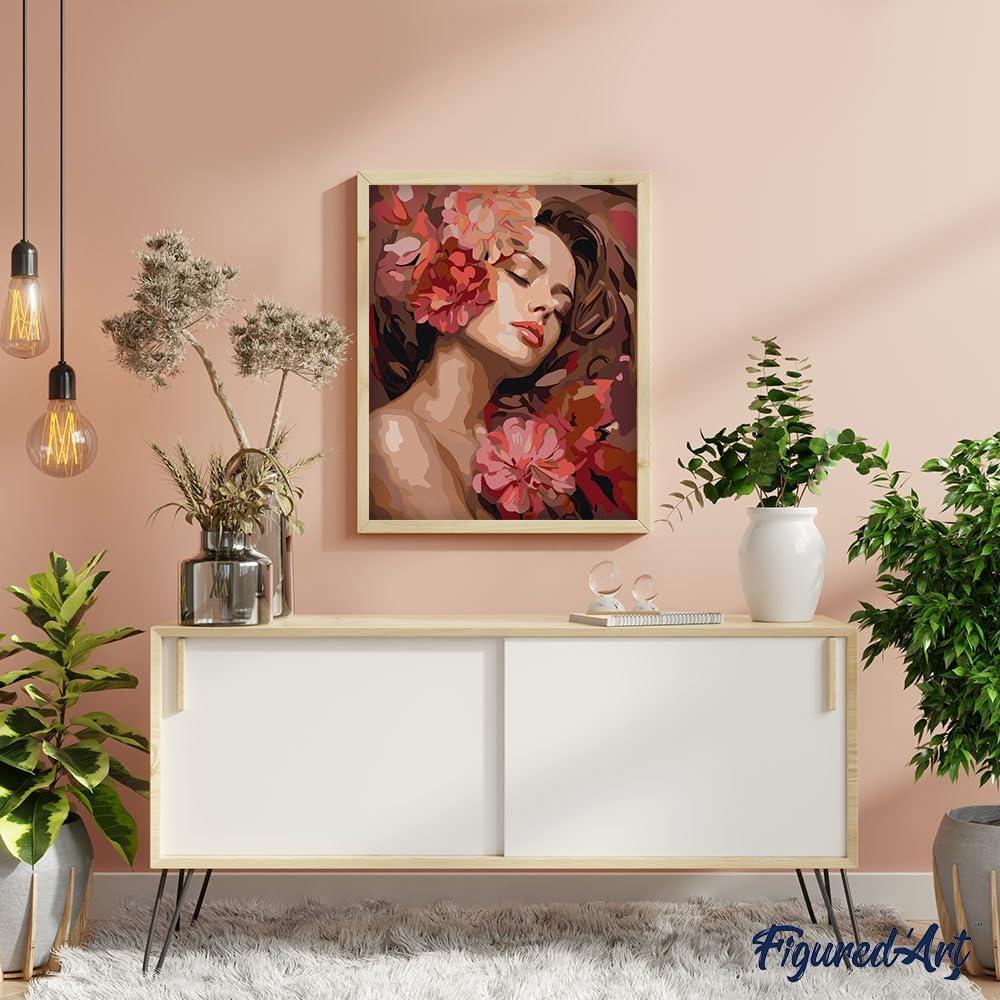 Malen nach Zahlen Set mit Keilrahmen, Kamelien Schlafende Schönheit 40x50cm Mit Keilrahmen (nicht gespannt)