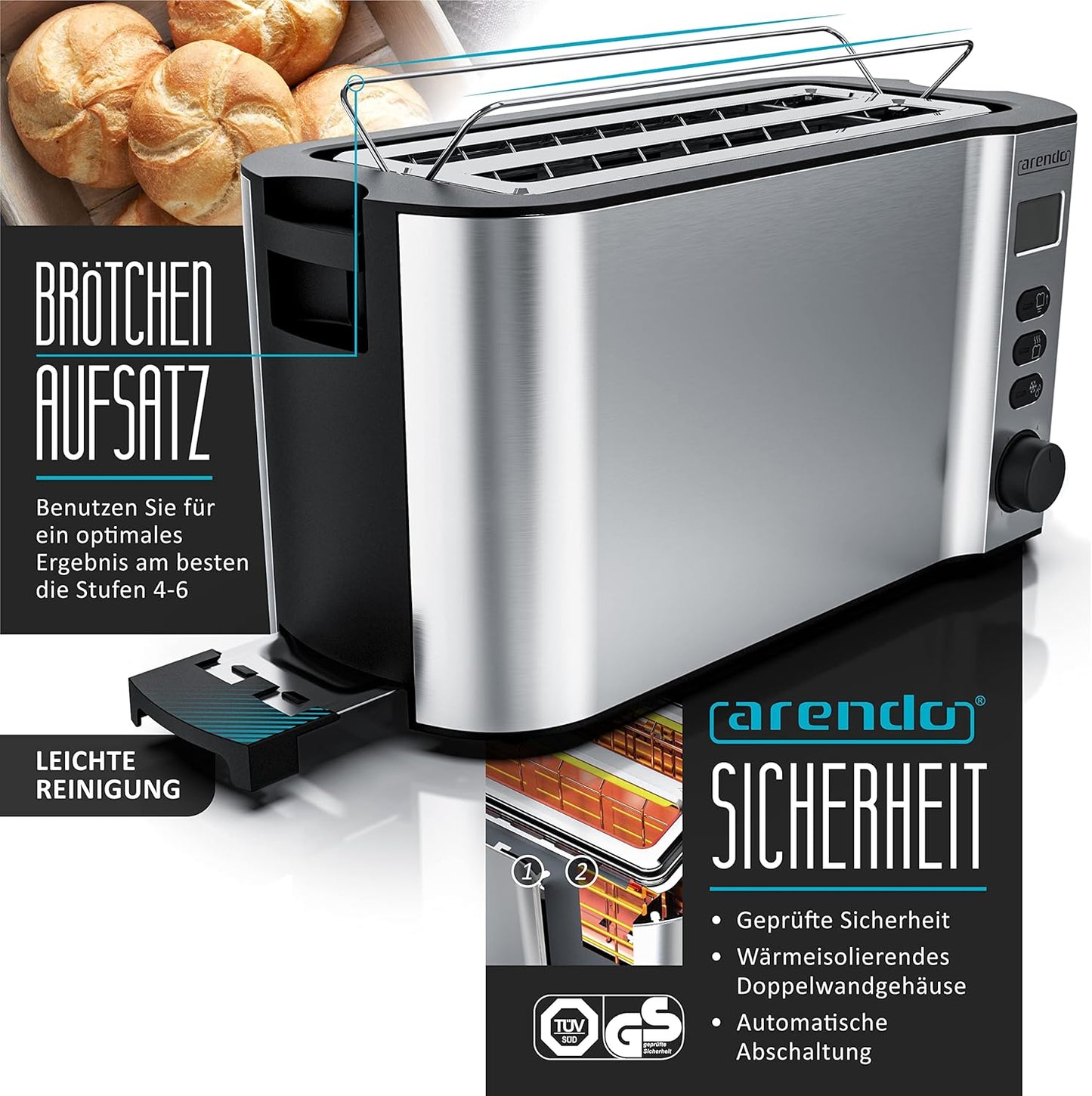 Wasserkocher mit Toaster-Set (4 Scheiben), C: Silber