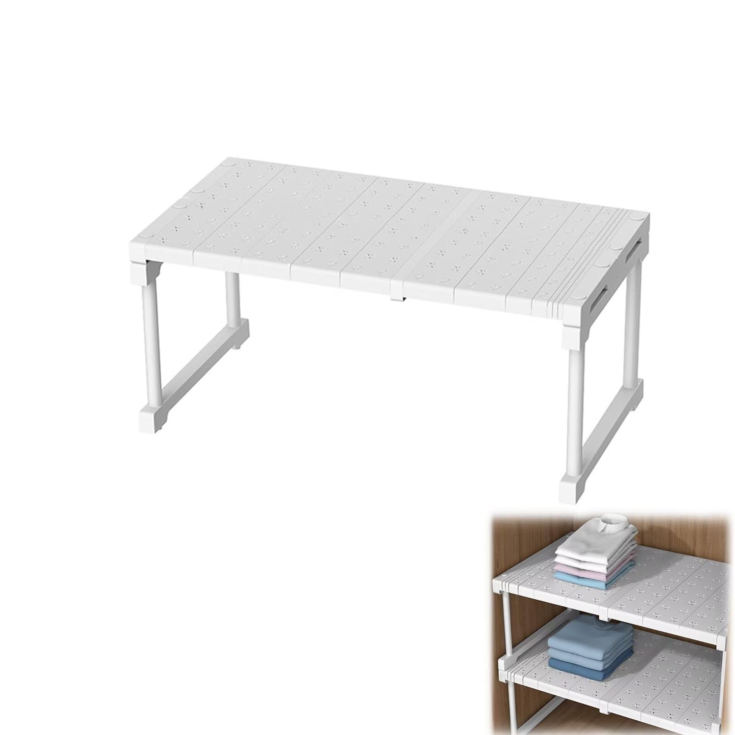 Verstellbares Teleskop-Schrankregal, Verstellbare Länge 27-38cm T 24cm, H 22cm
