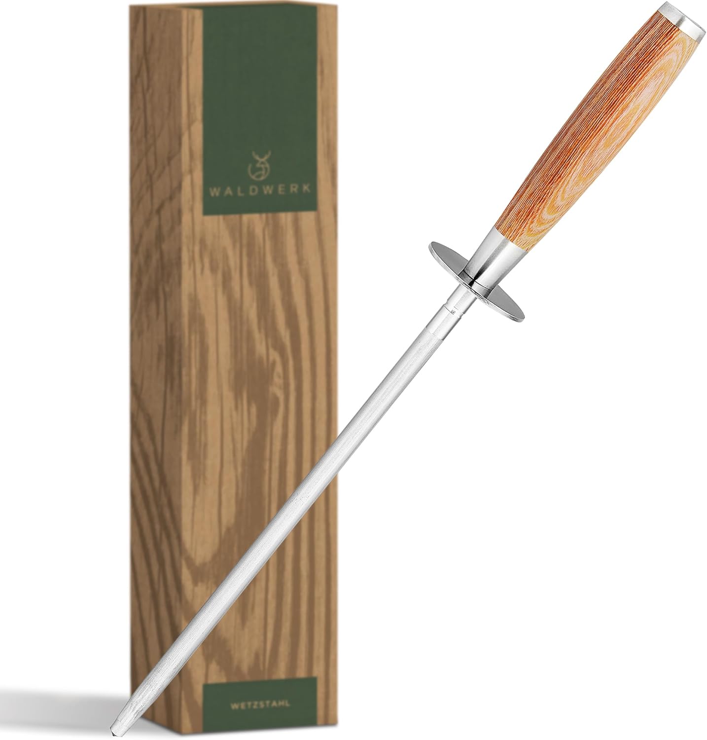 Premium Wetzstahl mit Holzgriff, Wetzstahl Edelstahl