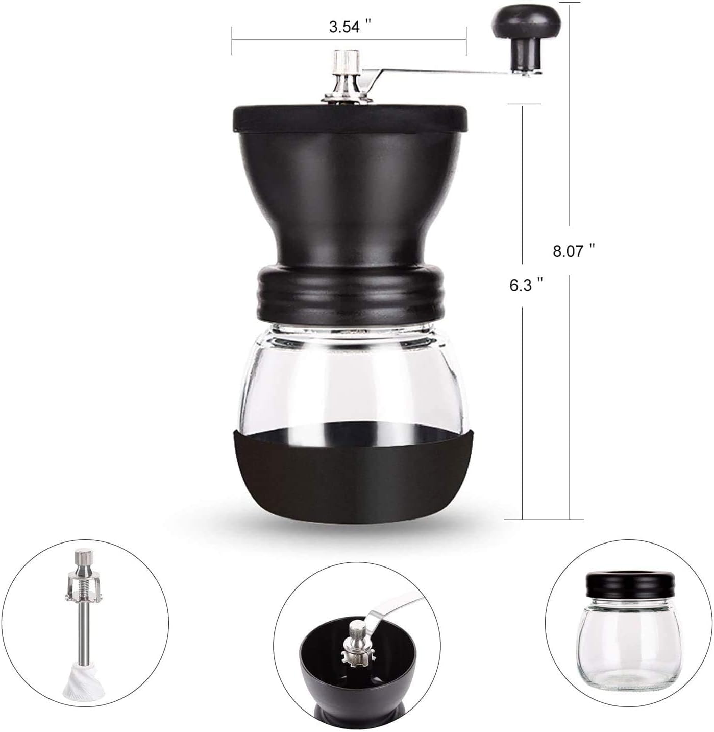 Kaffeemühle mit Keramikmahlwerk, manuell, 11oz grinder