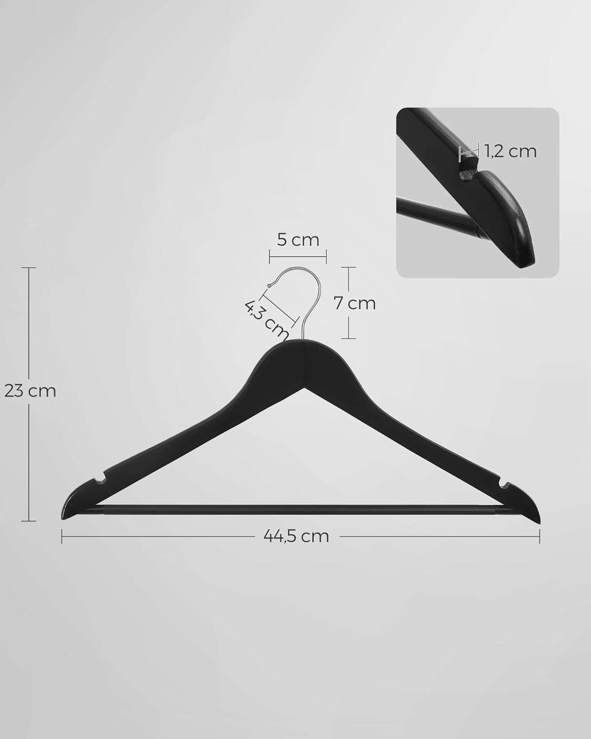 Kleiderbügel Set mit Drehhaken, CRW02B-80, Schwarz + Silbern 80 Stück