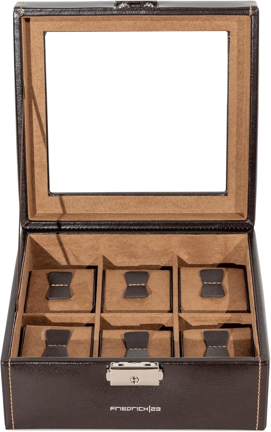 Uhrenkoffer für 6 Uhren, abschliessbar, Für 6 Uhren Braun