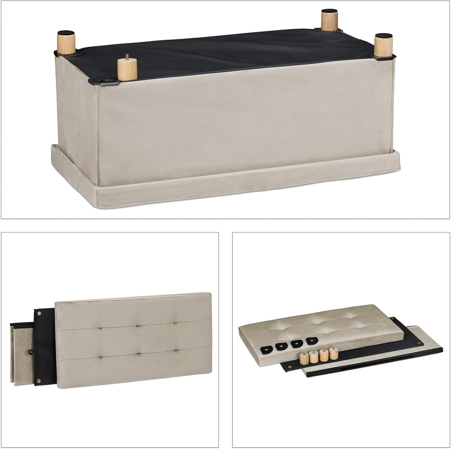 Sitzbank mit Stauraum, Creme