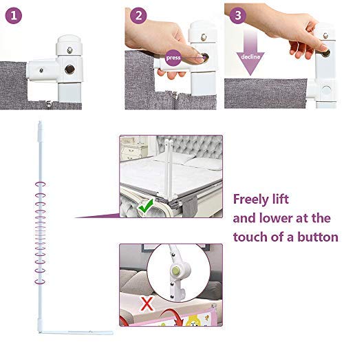 Kinderbettgitter zum Schutz vor Stürzen, 180x76 cm (1er Pack) Grau