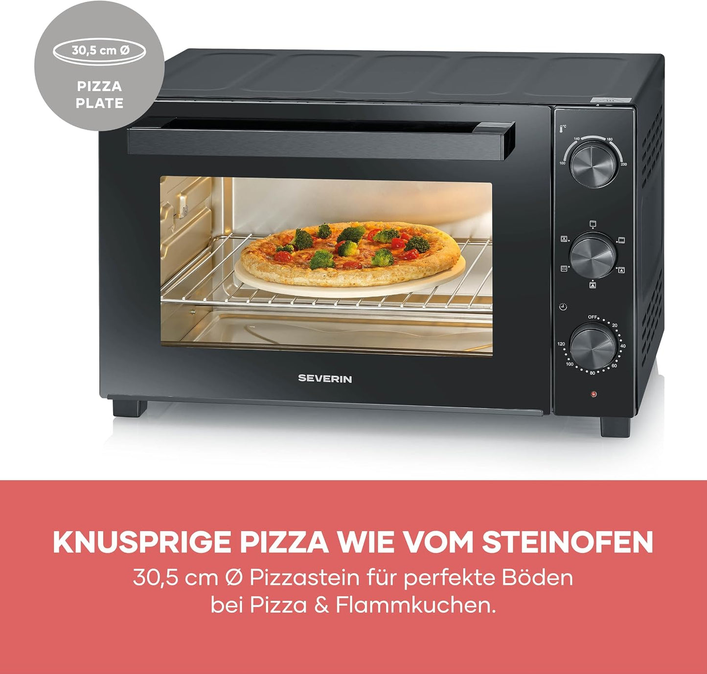 Back- und Toastofen mit Umluftfunktion 46L, Schwarz 46L
