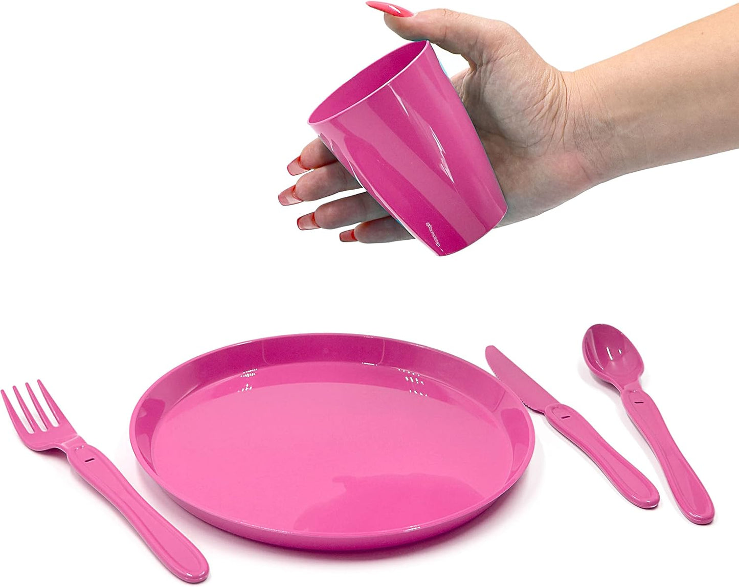 Picknick-Set mit Geschirr für 6 Personen (31-teilig), Pink