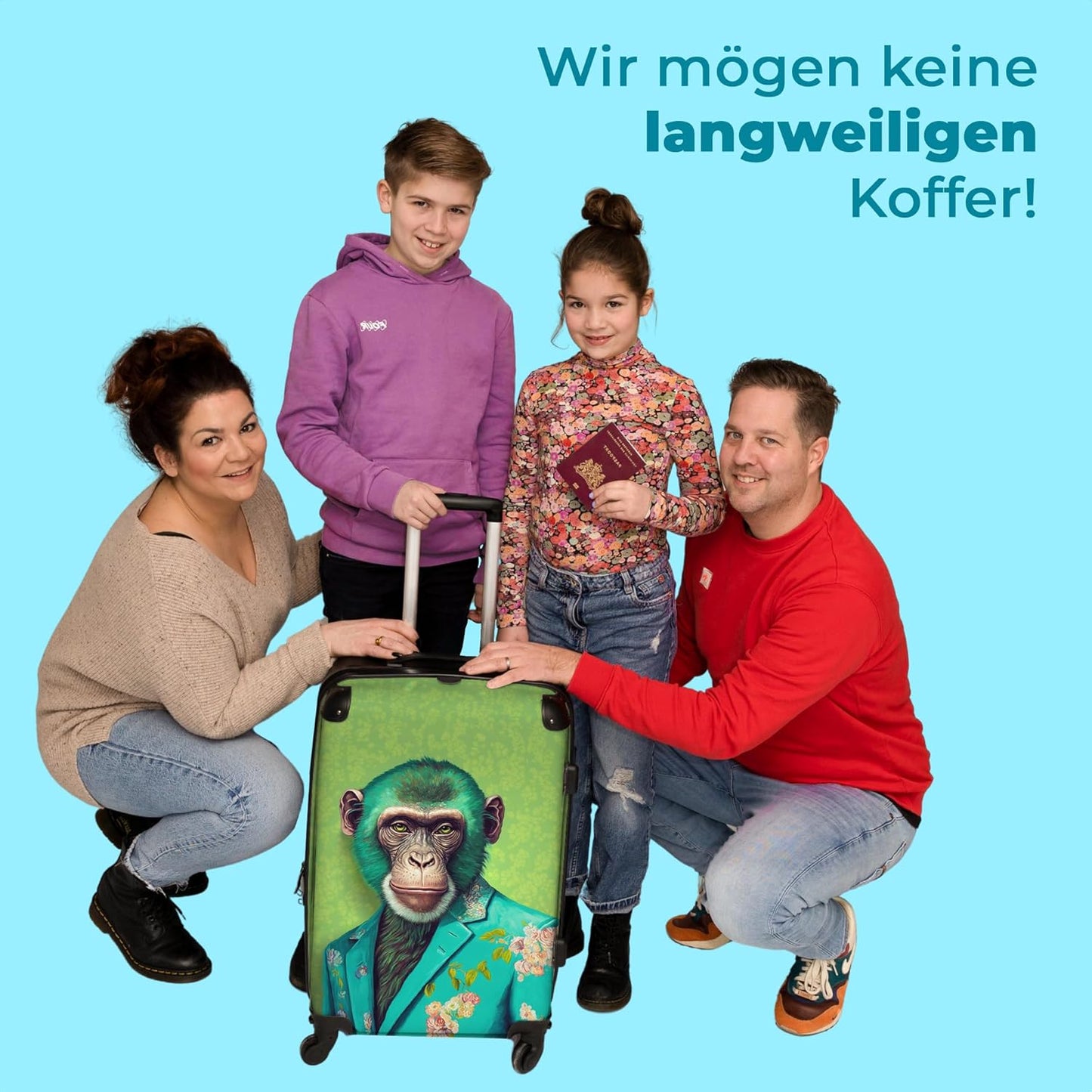 Koffer gross Trolley mit 4 Rollen (67x43x25cm, 72L)