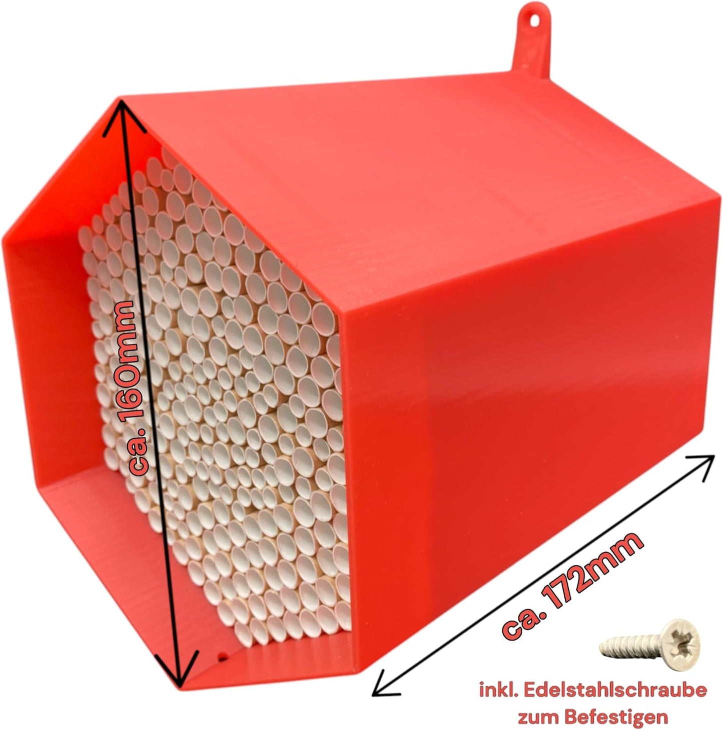 Wildbienen-Nisthilfe mit 300 Nisthülsen, Rot ca. 300 Niströhren