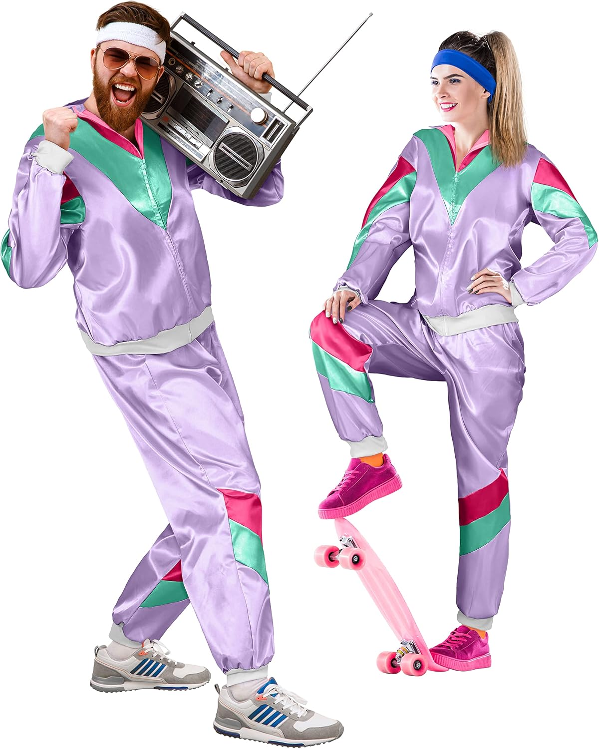 Retro Trainingsanzug, S Lila I Grün I Pink