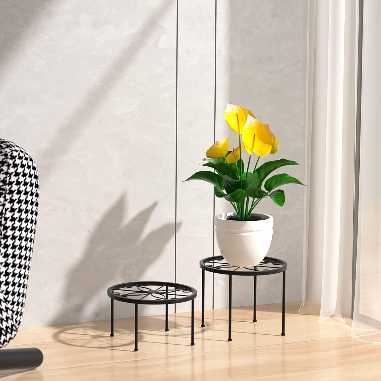 4-in-1 Blumenständer-Set, Schwarz