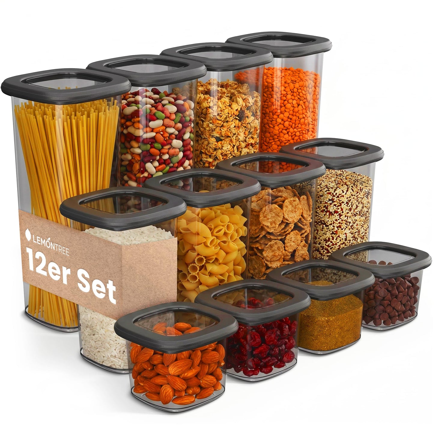 Vorratsdosen-Set mit Deckel, 12er Set | Vorratsbehälter
