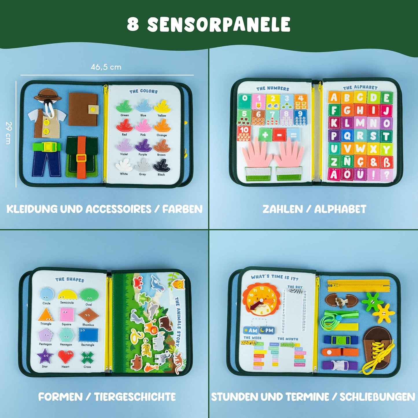 Montessori Busy Board aus Filz für Kinder, Dschungel