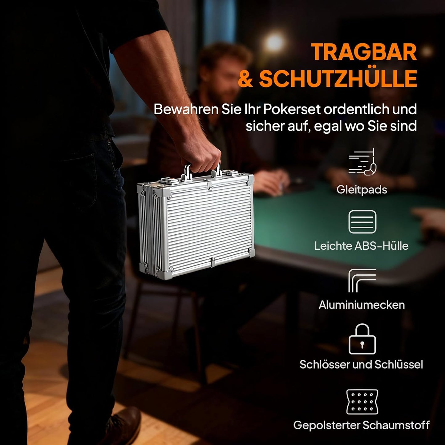 Pokerkoffer-Set mit 200 Chips & Zubehör