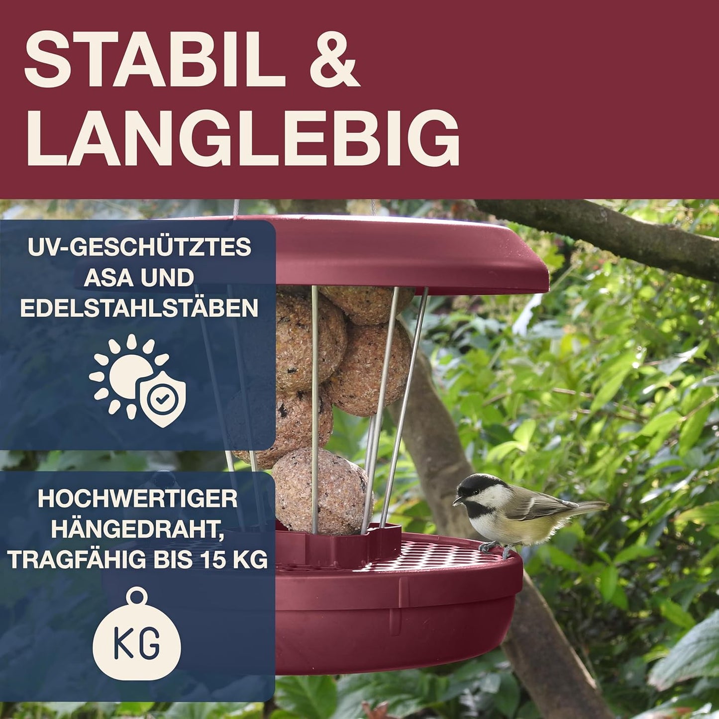 Vogel-Futtersilo Lucerne SMART BIRDS, Burgund Lucerne